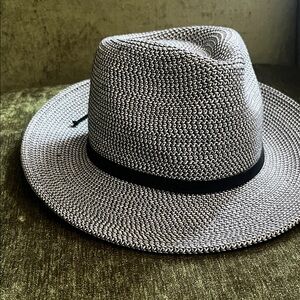 Nine West Black and White Woven Fedora